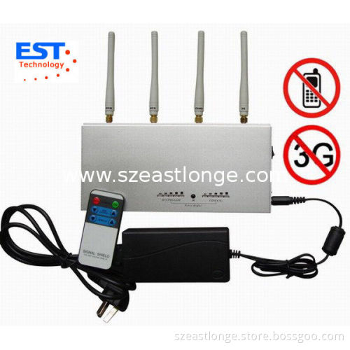 3g / Gsm Desktop Remote Control Cellphone Jammer / Blocker Est-505a